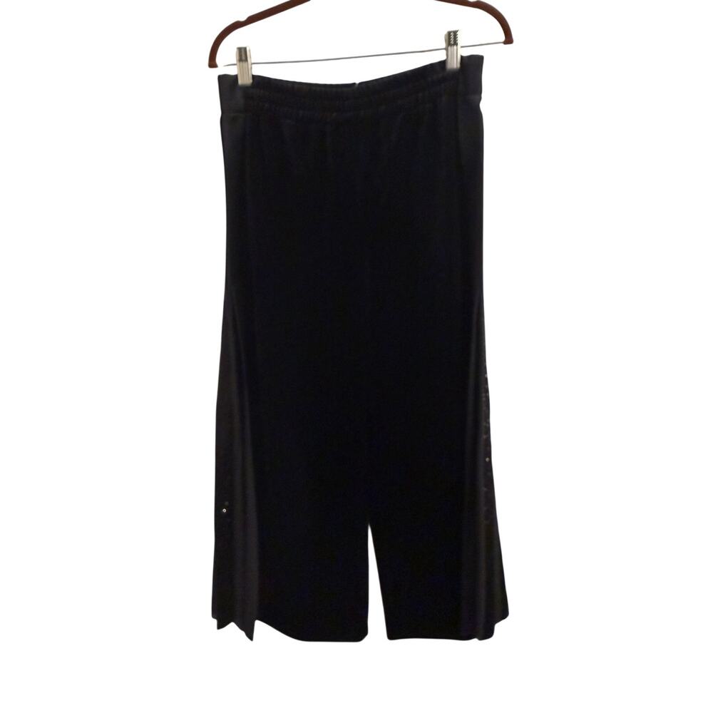 Giorgio Armani Velvet Wide Leg Pants 42 Black Silk Crystal Embellished Old Money